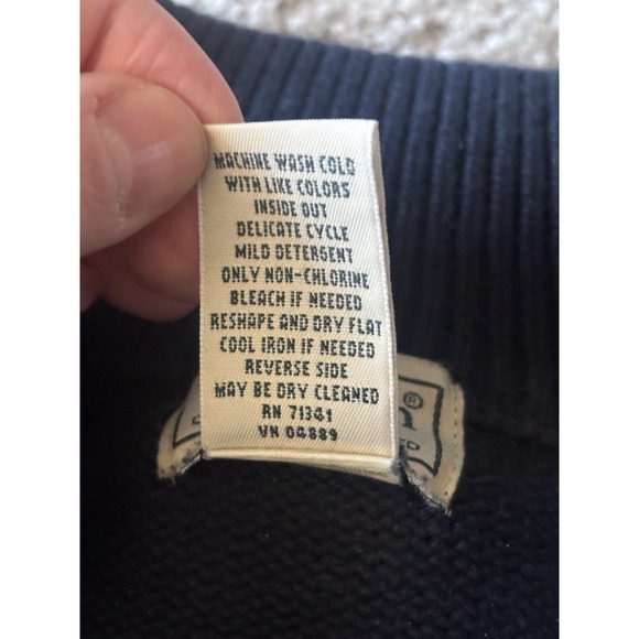 LL Bean Mens XL Tall Navy Blue 1/4 Zip Pullover Sweater Navy Blue Chunky - Picture 7 of 8